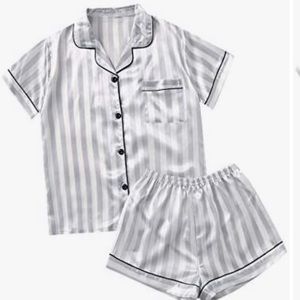 Striped button down pajamas